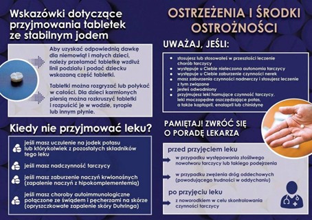 Informacja ze wskazówkami dotyczącymi przyjmowania tabletek ze stabilnym jodem 