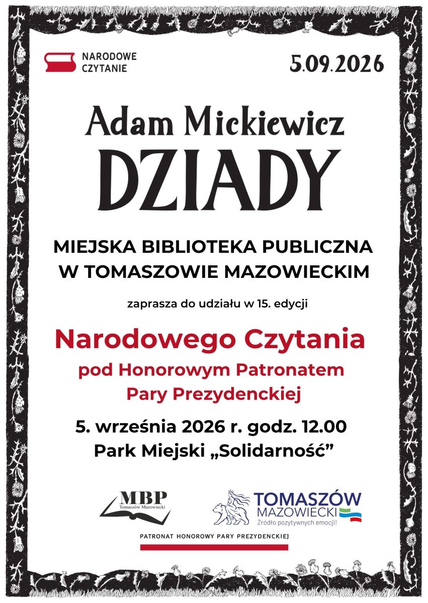 wydarzenie: Narodowe czytanie: Dziady Adama Mickiewicz