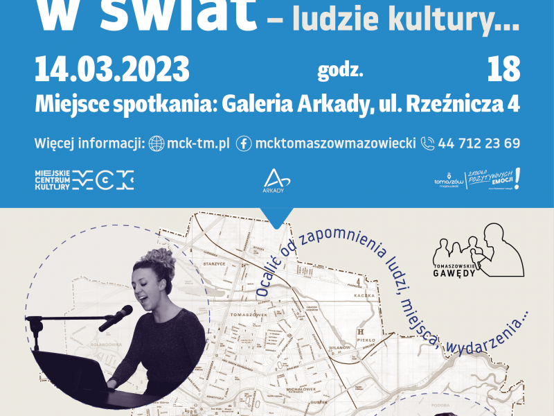 Na zdjęciu plakat cyklu Tomaszowskich gawęd. na plakacie fotografie Katarzyny Łaskiej 