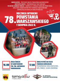 Zaproszenie na upamiętnienie 78. rocznicy wybuchu Powstania Warszawskiego